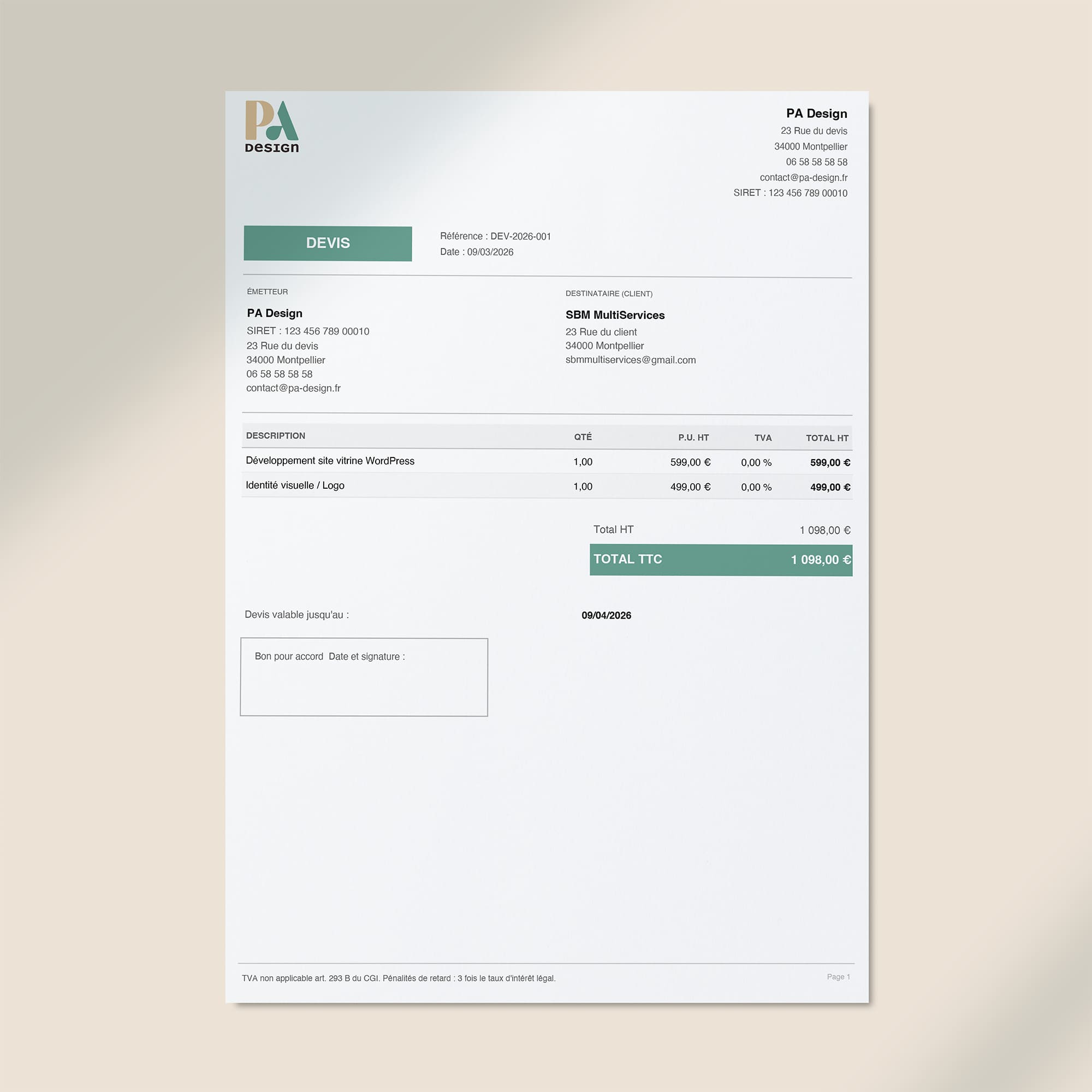 Système de gestion et d'exportation PDF