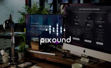 Pixound | 2024 | Identité visuelle et univers graphique pour Pixound, projet créatif alliant son et image.