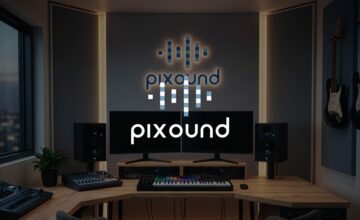 Pixound | 2024 | Identité visuelle et univers graphique pour Pixound, projet créatif alliant son et image.
